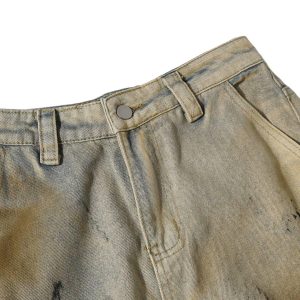 Concert Outfit Washed Graffiti Spray Paint Barrel Jeans