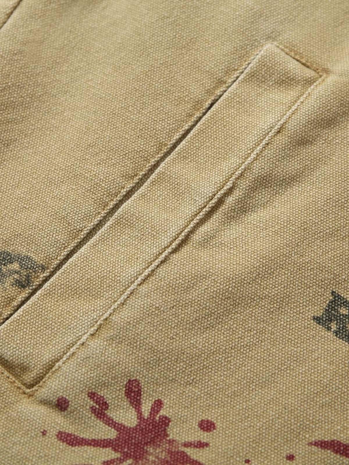 Concert Outfit Washed Graffiti Zip Up Workwear Jacket Concert Outfit Washed Graffiti Zip Up Workwear Jacket