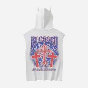 Concert Outfit Washed Hooded Cotton Undershirt