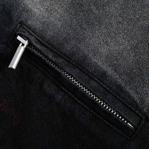 Concert Outfit Washed Ink Gradient Ripped Denim Jacket