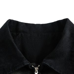 Concert Outfit Washed Ink Gradient Ripped Denim Jacket