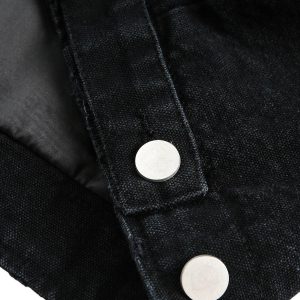 Concert Outfit Washed Ink Gradient Ripped Denim Jacket