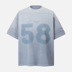 Concert Outfit Washed Jersey Welt Stitching T-Shirt