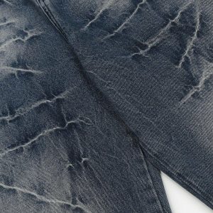 Concert Outfit Washed Lightning Print Loose Jeans