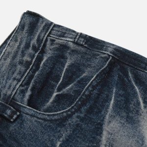 Concert Outfit Washed Lightning Print Loose Jeans