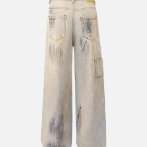 Concert Outfit Washed Mud-Dye Straight Jeans
