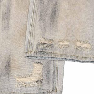 Concert Outfit Washed Mud-Dye Straight Jeans