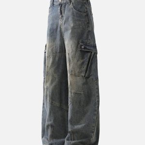 Concert Outfit Washed Multi-Pocket Baggy Barrel Cargo Jeans
