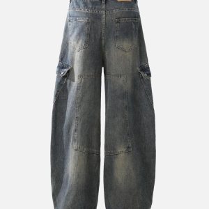 Concert Outfit Washed Multi-Pocket Baggy Barrel Cargo Jeans
