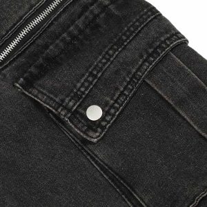 Concert Outfit Washed Multi-Pocket Bootcut Jeans