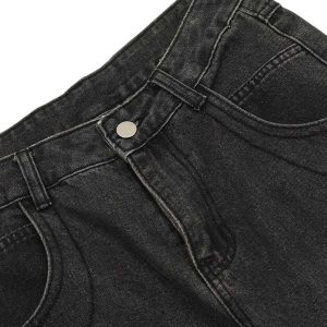 Concert Outfit Washed Multi-Pocket Bootcut Jeans