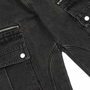 Concert Outfit Washed Multi-Pocket Bootcut Jeans