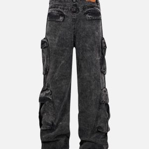 Concert Outfit Washed Multi-Pocket Cargo Jeans