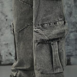 Concert Outfit Washed Multi-Pocket Cargo Jeans