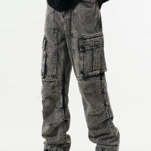 Concert Outfit Washed Multi-Pocket Cargo Jeans
