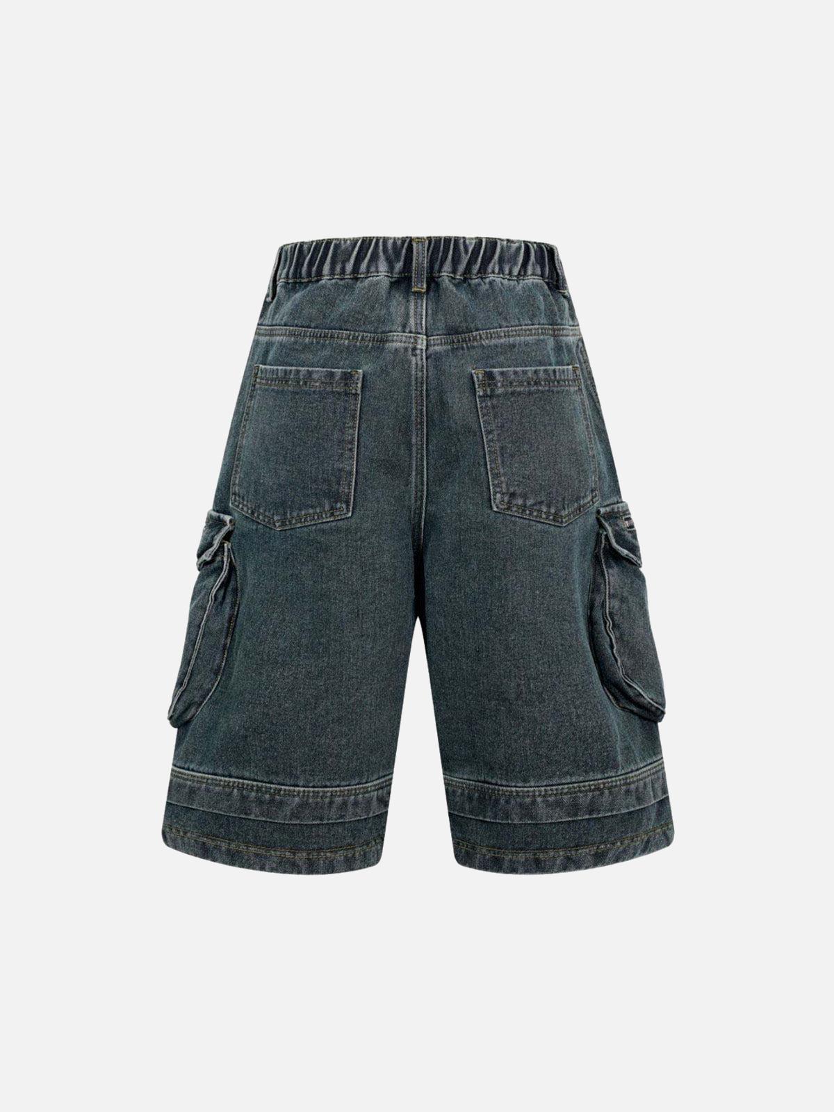Concert Outfit Washed Multi-Pocket Denim Cargo Jorts Concert Outfit Washed Multi-Pocket Denim Cargo Jorts