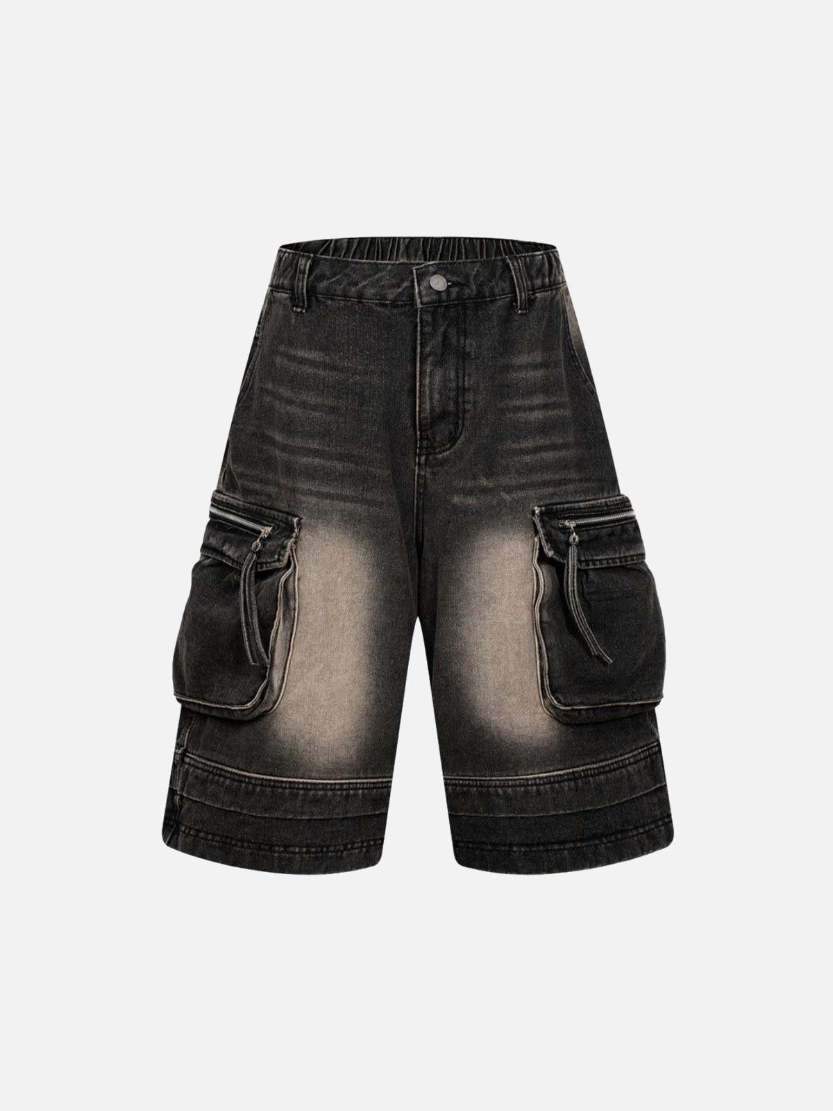 Concert Outfit Washed Multi-Pocket Denim Cargo Jorts Concert Outfit Washed Multi-Pocket Denim Cargo Jorts