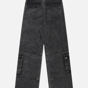 Concert Outfit Washed Multi Pocket Jeans