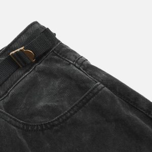 Concert Outfit Washed Multi Pocket Loose Jeans