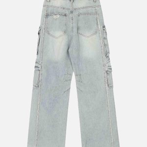 Concert Outfit Washed Multi-Pocket Work Cargo Jeans