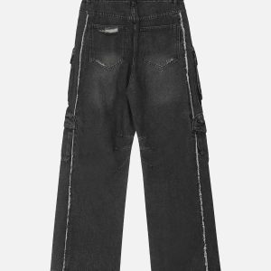 Concert Outfit Washed Multi-Pocket Work Cargo Jeans