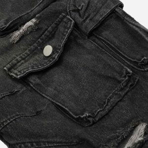 Concert Outfit Washed Multi-Pocket Work Jeans