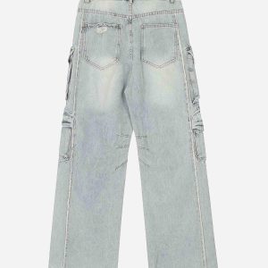 Concert Outfit Washed Multi-Pocket Work Jeans