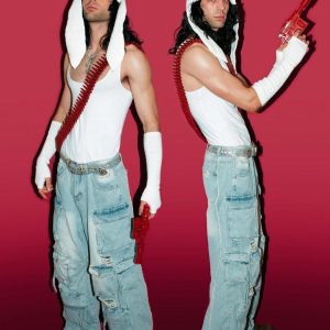 Concert Outfit Washed Multi-Pocket Work Jeans