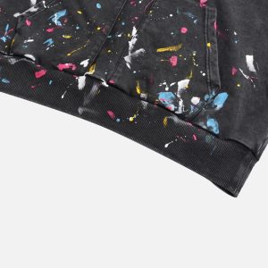 Concert Outfit Washed Paint Splash Hoodie
