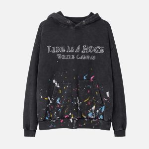 Concert Outfit Washed Paint Splash Hoodie