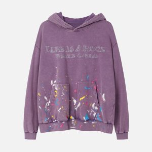 Concert Outfit Washed Paint Splash Hoodie