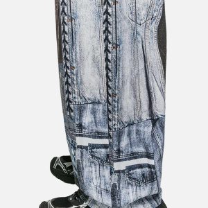 Concert Outfit Washed Patchwork Baggy Jeans