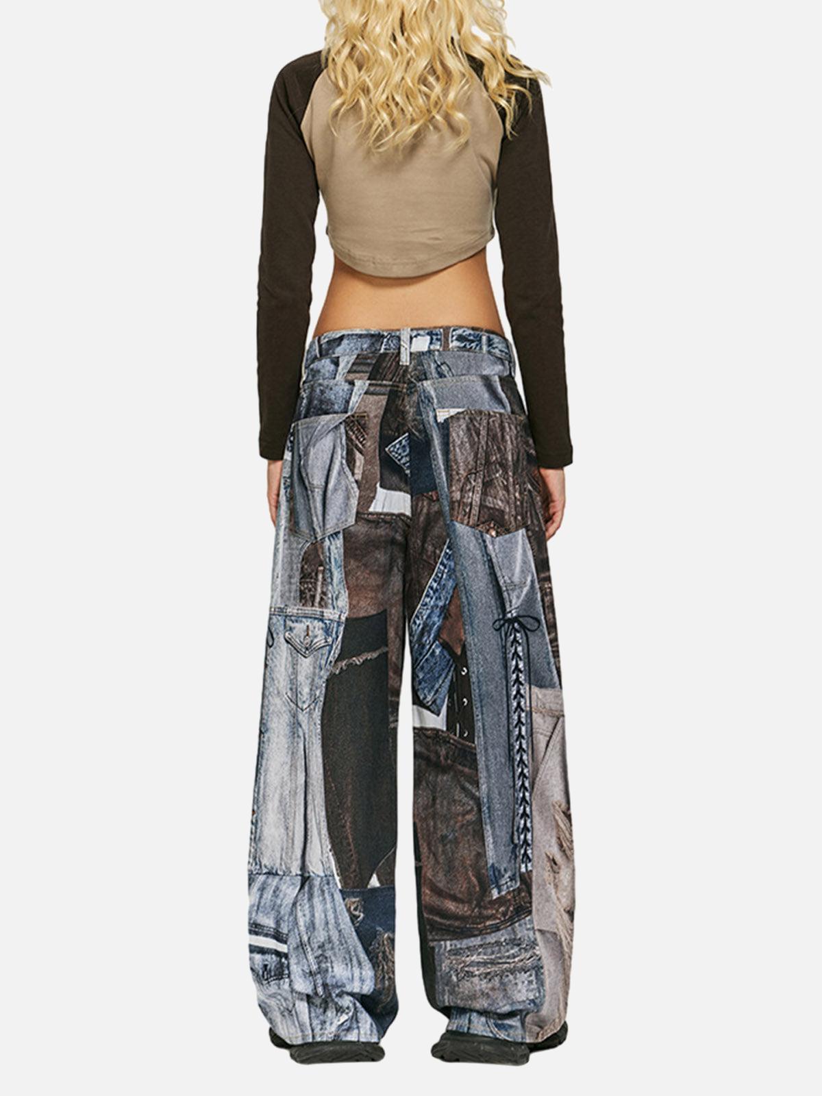 Concert Outfit Washed Patchwork Baggy Jeans Concert Outfit Washed Patchwork Baggy Jeans