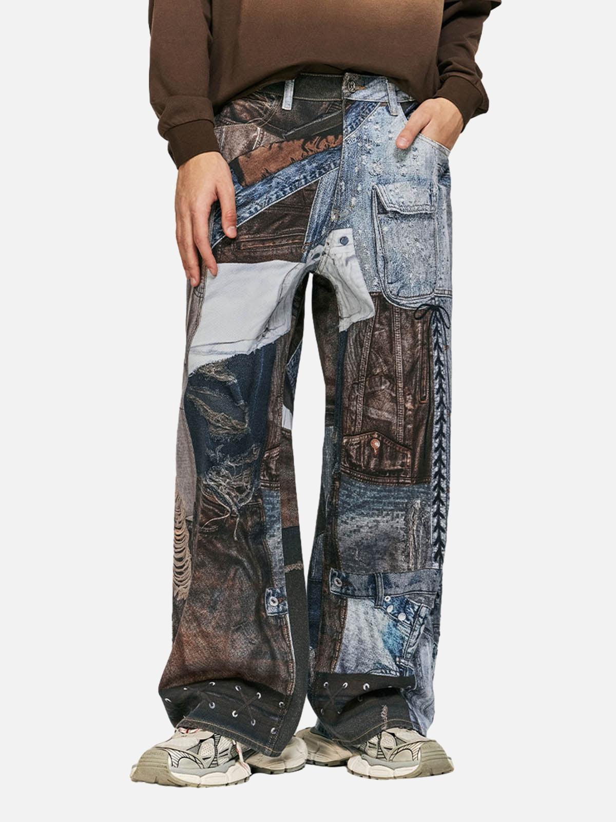 Concert Outfit Washed Patchwork Baggy Jeans Concert Outfit Washed Patchwork Baggy Jeans