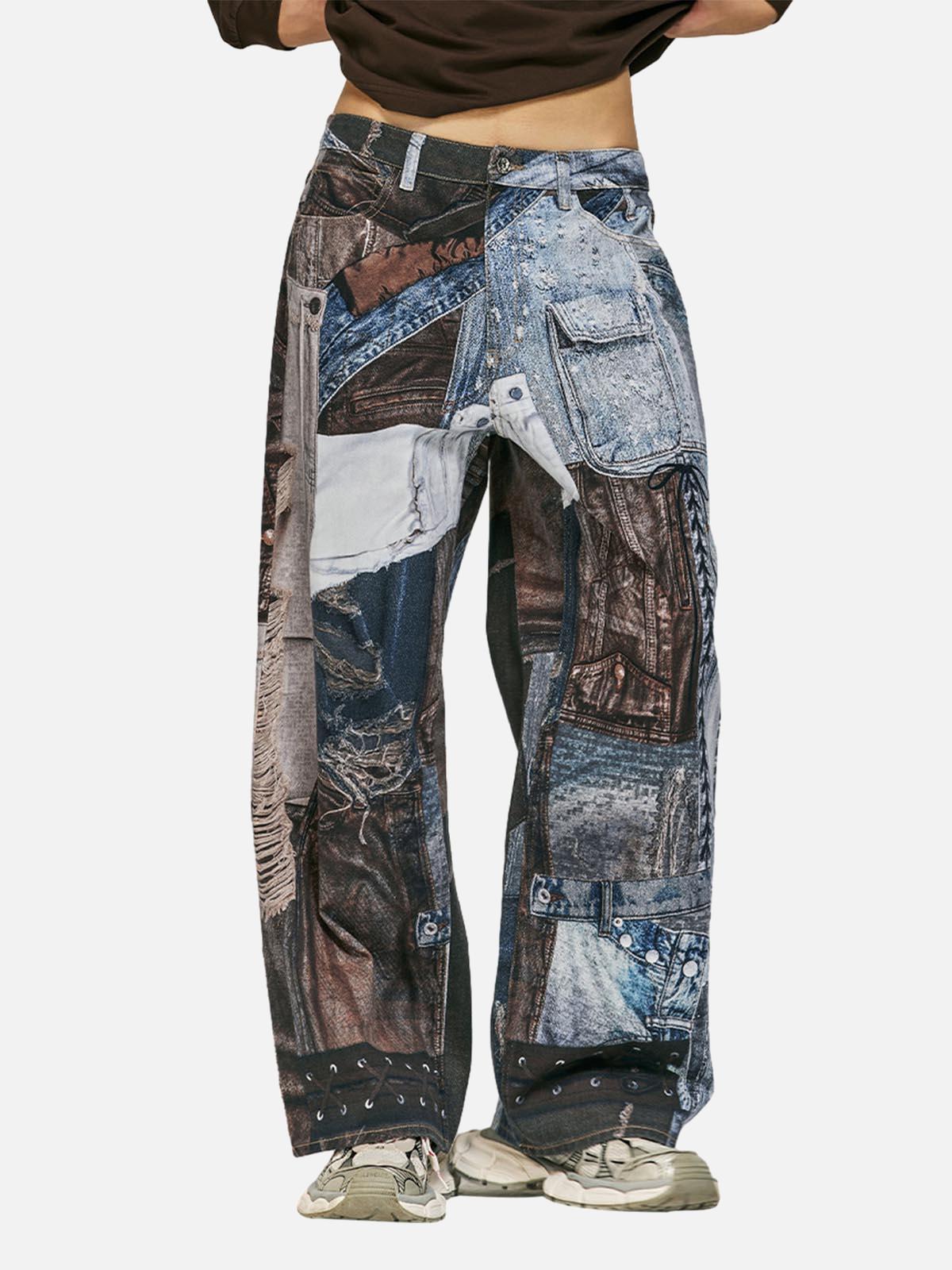 Concert Outfit Washed Patchwork Baggy Jeans Concert Outfit Washed Patchwork Baggy Jeans