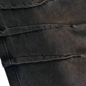 Concert Outfit Washed Pleated Straight Jeans