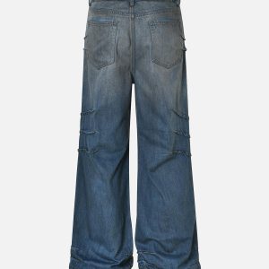 Concert Outfit Washed Pleated Straight Jeans