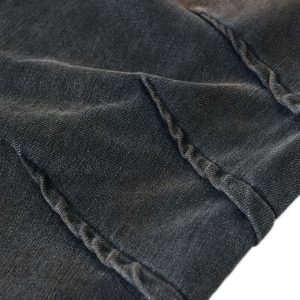 Concert Outfit Washed Pleated Straight Jeans