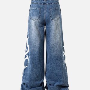 Concert Outfit Washed  Print Straight Jeans