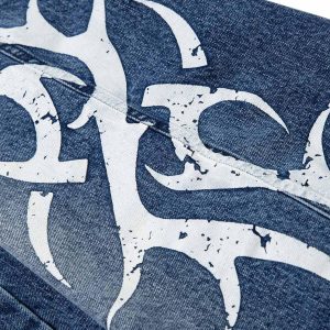 Concert Outfit Washed  Print Straight Jeans