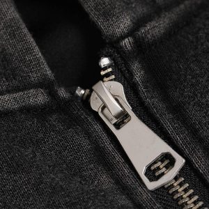 Concert Outfit Washed Racing Zip Up Hoodie