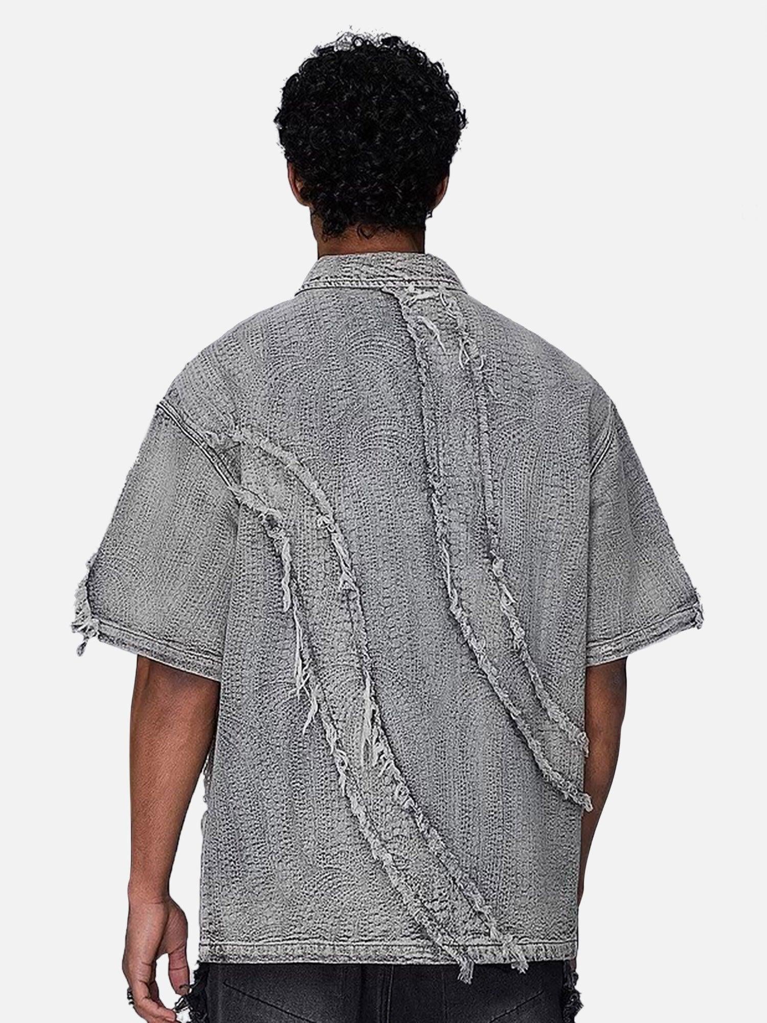 Concert Outfit Washed Raw Edge Denim Shirt Concert Outfit Washed Raw Edge Denim Shirt