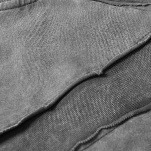 Concert Outfit Washed Raw Edge Split Oversized T-Shirt