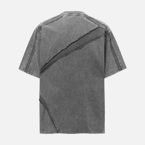 Concert Outfit Washed Raw Edge Split Oversized T-Shirt