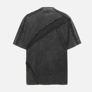 Concert Outfit Washed Raw Edge Split Oversized T-Shirt