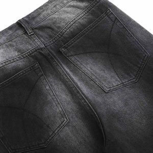 Concert Outfit Washed Raw Edge Straight Jeans