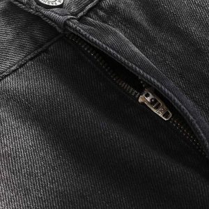 Concert Outfit Washed Raw Edge Straight Jeans