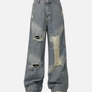 Concert Outfit Washed Ripped Baggy Jeans