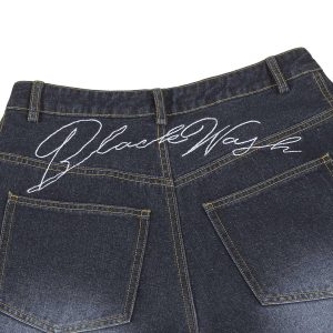 Concert Outfit Washed Ripped Embroidered Barrel Jeans