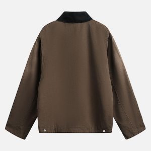 Concert Outfit Washed Ripped Gradient Zip Up Work Jacket